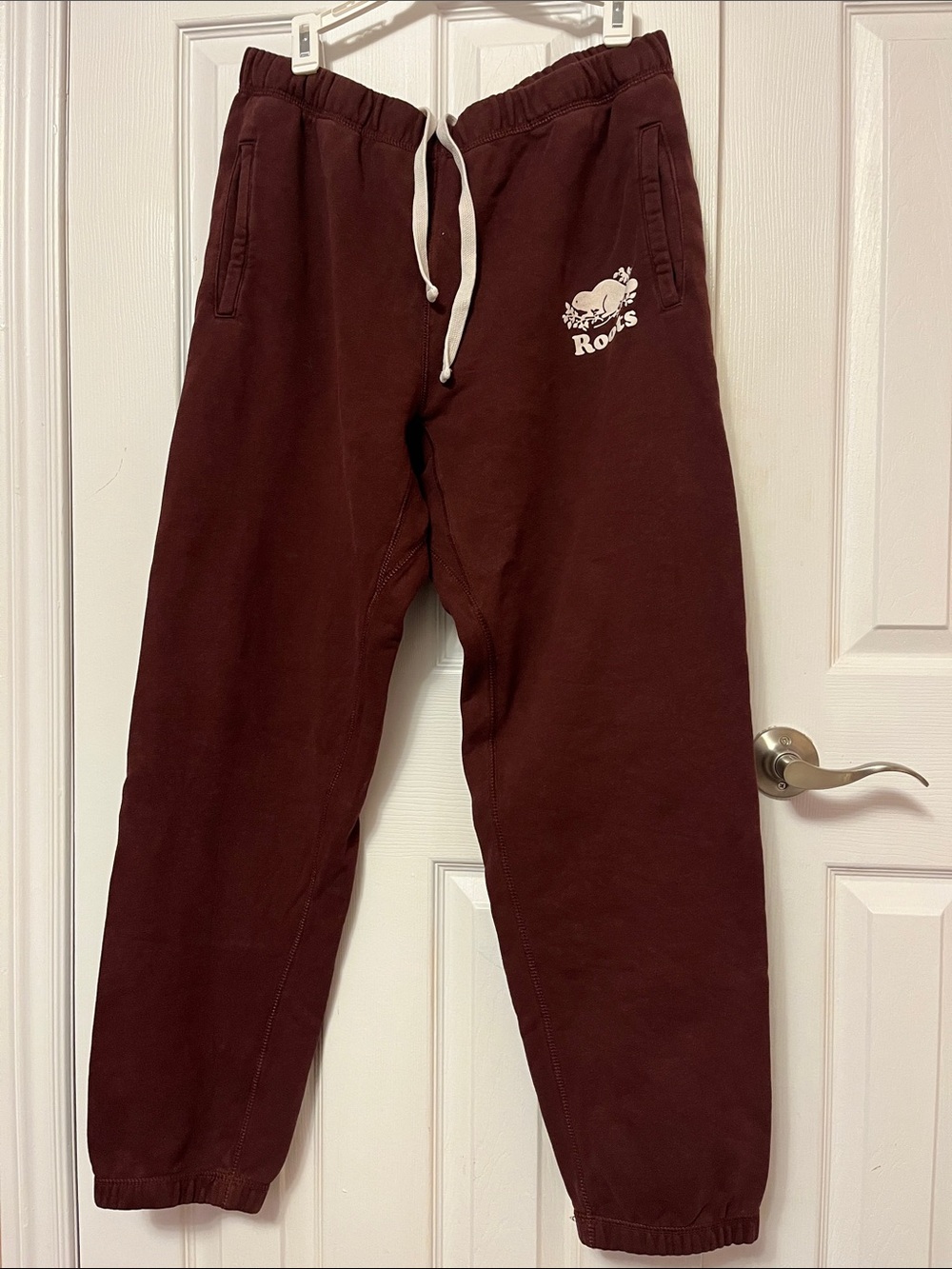 Roots Original Sweatpants Burgandy Jogger Pants Size Large